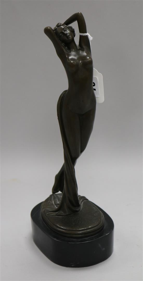 A bronze figurative statue, signed Piuppe height 36cm